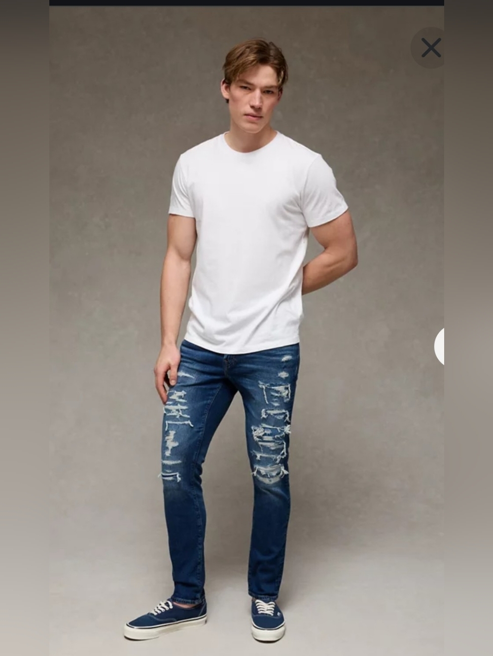 NWT Mens AE AirFlex+ Athletic Skinny Jean, Distressed,  38" x 30" Dark waves
